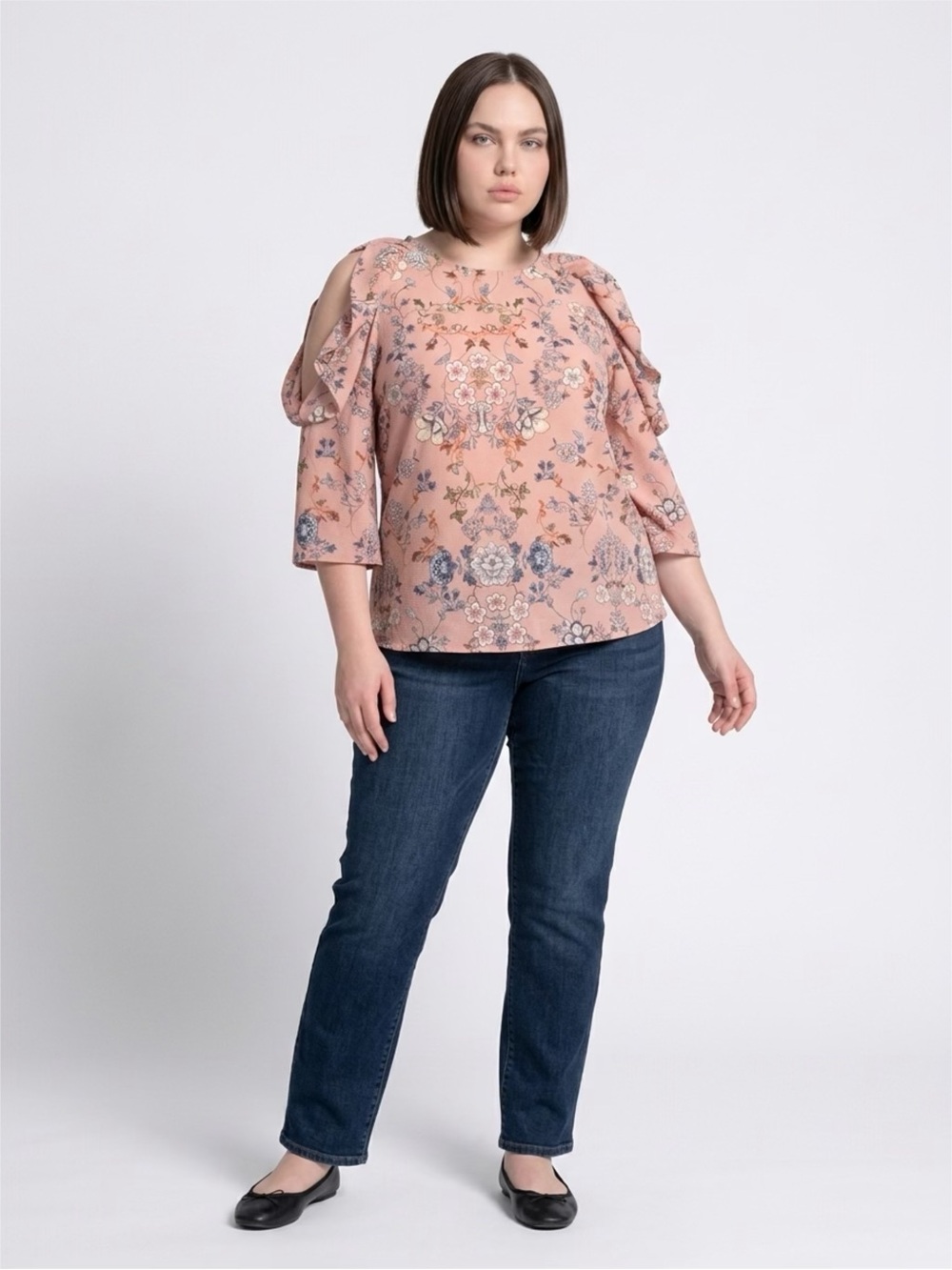 Haute Monde Pink Floral Cold-Shoulder Top